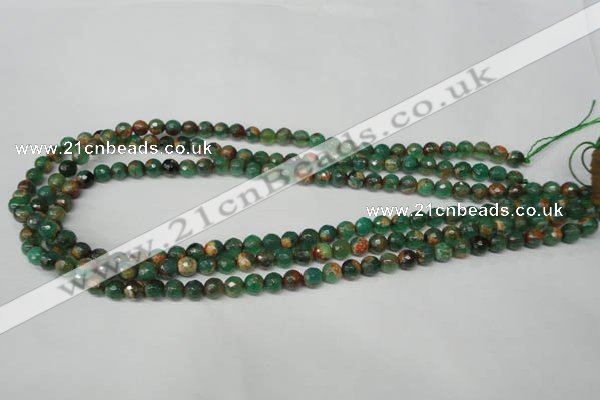 CAG2221 15.5 inches 6mm faceted round fire crackle agate beads