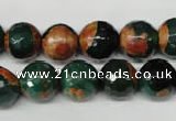 CAG2224 15.5 inches 12mm faceted round fire crackle agate beads