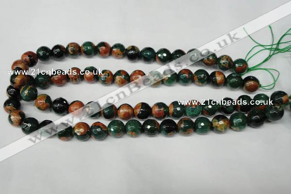 CAG2224 15.5 inches 12mm faceted round fire crackle agate beads