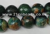 CAG2225 15.5 inches 14mm faceted round fire crackle agate beads