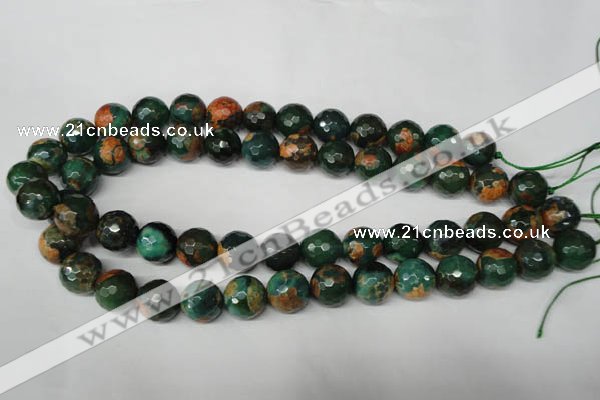 CAG2225 15.5 inches 14mm faceted round fire crackle agate beads