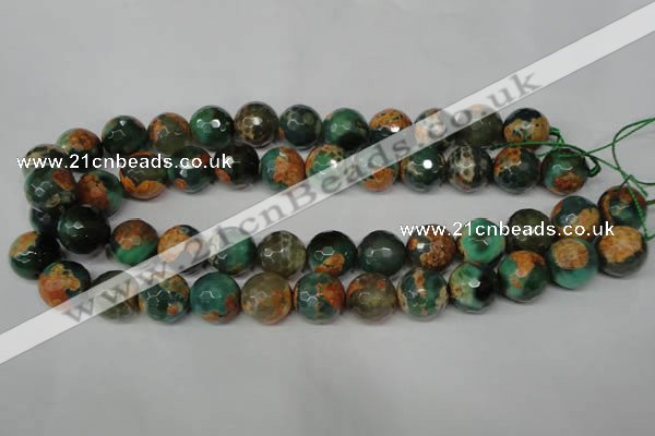 CAG2226 15.5 inches 16mm faceted round fire crackle agate beads