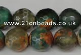 CAG2227 15.5 inches 18mm faceted round fire crackle agate beads