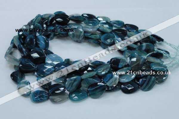 CAG223 15.5 inches 15*20mm faceted briolette blue agate beads