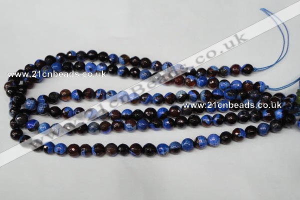 CAG2232 15.5 inches 8mm faceted round fire crackle agate beads