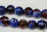 CAG2234 15.5 inches 12mm faceted round fire crackle agate beads