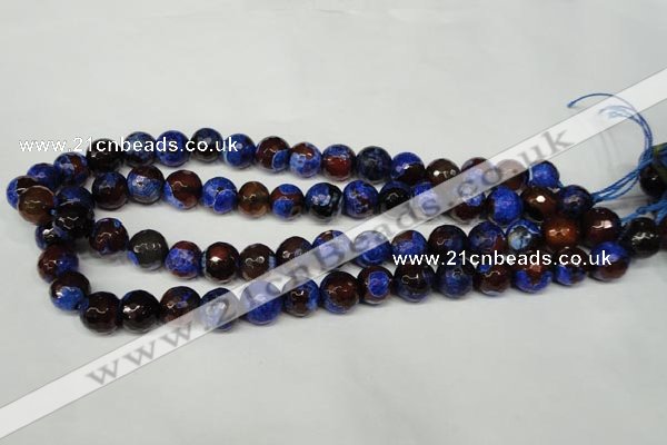 CAG2234 15.5 inches 12mm faceted round fire crackle agate beads