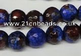 CAG2235 15.5 inches 14mm faceted round fire crackle agate beads