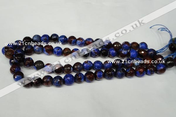 CAG2235 15.5 inches 14mm faceted round fire crackle agate beads