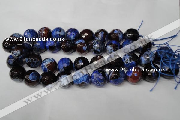 CAG2236 15.5 inches 16mm faceted round fire crackle agate beads