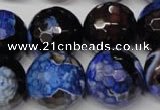 CAG2238 15.5 inches 20mm faceted round fire crackle agate beads