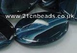 CAG224 15.5 inches 25*35mm faceted oval blue agate gemstone beads