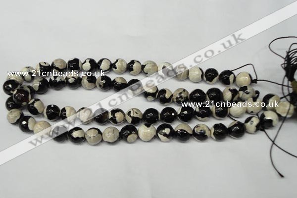 CAG2244 15.5 inches 12mm faceted round fire crackle agate beads