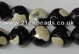 CAG2245 15.5 inches 14mm faceted round fire crackle agate beads