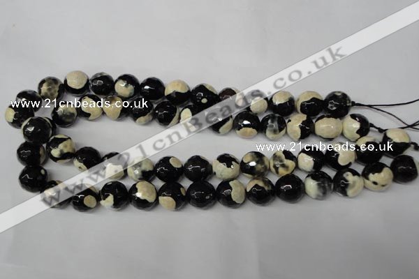 CAG2245 15.5 inches 14mm faceted round fire crackle agate beads