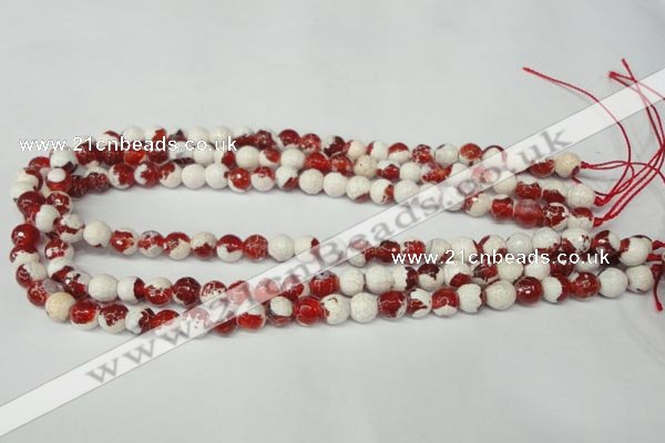 CAG2251 15.5 inches 6mm faceted round fire crackle agate beads