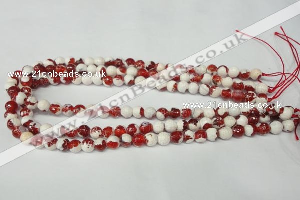 CAG2252 15.5 inches 8mm faceted round fire crackle agate beads