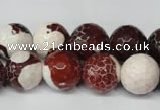 CAG2255 15.5 inches 14mm faceted round fire crackle agate beads