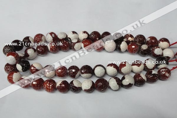 CAG2255 15.5 inches 14mm faceted round fire crackle agate beads