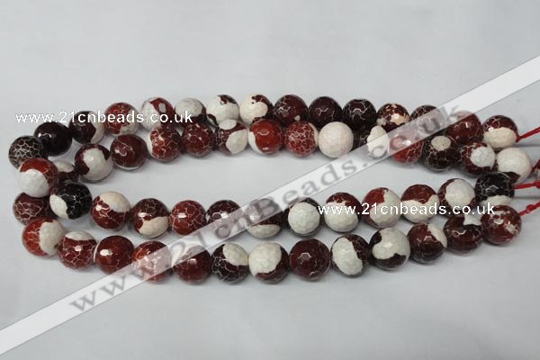 CAG2257 15.5 inches 18mm faceted round fire crackle agate beads