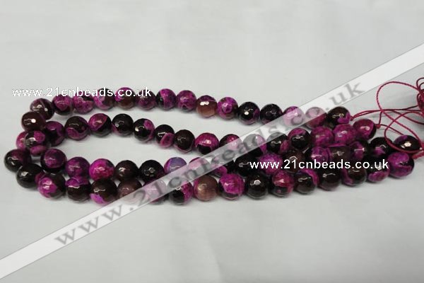 CAG2264 15.5 inches 12mm faceted round fire crackle agate beads