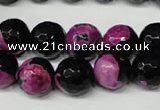 CAG2265 15.5 inches 14mm faceted round fire crackle agate beads