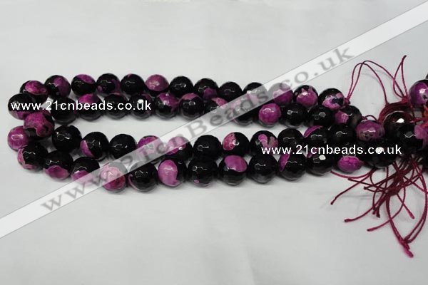 CAG2265 15.5 inches 14mm faceted round fire crackle agate beads