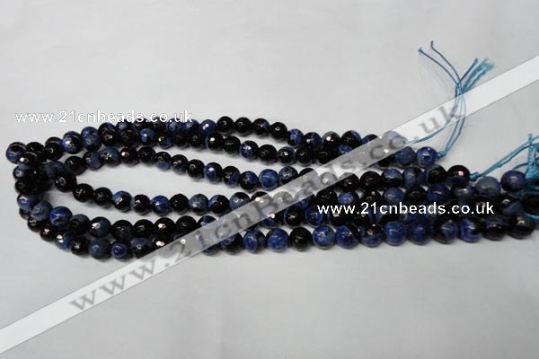 CAG2272 15.5 inches 8mm faceted round fire crackle agate beads