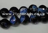 CAG2275 15.5 inches 14mm faceted round fire crackle agate beads