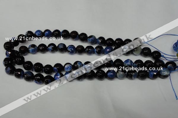 CAG2275 15.5 inches 14mm faceted round fire crackle agate beads