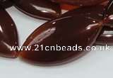 CAG228 15.5 inches 20*40mm marquise red agate gemstone beads