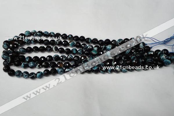 CAG2282 15.5 inches 8mm faceted round fire crackle agate beads