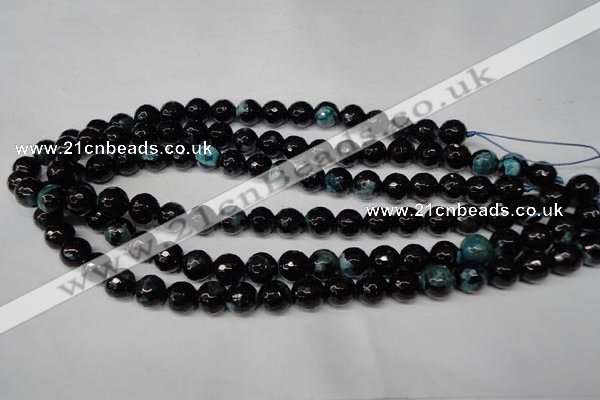 CAG2283 15.5 inches 10mm faceted round fire crackle agate beads