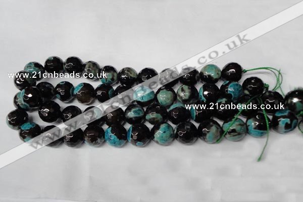 CAG2286 15.5 inches 16mm faceted round fire crackle agate beads