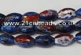 CAG2290 15.5 inches 8*12mm faceted rice fire crackle agate beads