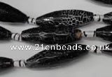 CAG2291 15.5 inches 10*30mm faceted rice fire crackle agate beads