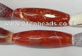 CAG2293 15.5 inches 12*40mm faceted rice fire crackle agate beads