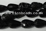 CAG2296 15.5 inches 10*14mm faceted teardrop fire crackle agate beads