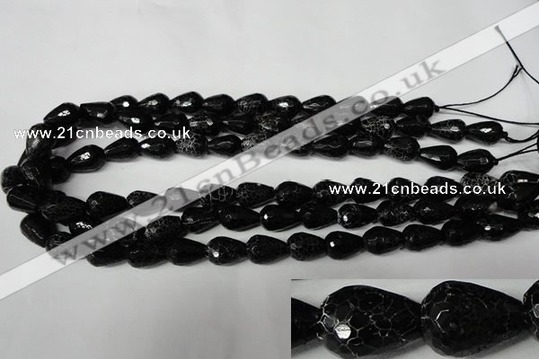 CAG2296 15.5 inches 10*14mm faceted teardrop fire crackle agate beads