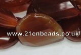 CAG230 15.5 inches 22*30mm faceted twisted teardrop red agate beads