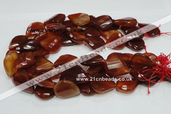 CAG230 15.5 inches 22*30mm faceted twisted teardrop red agate beads