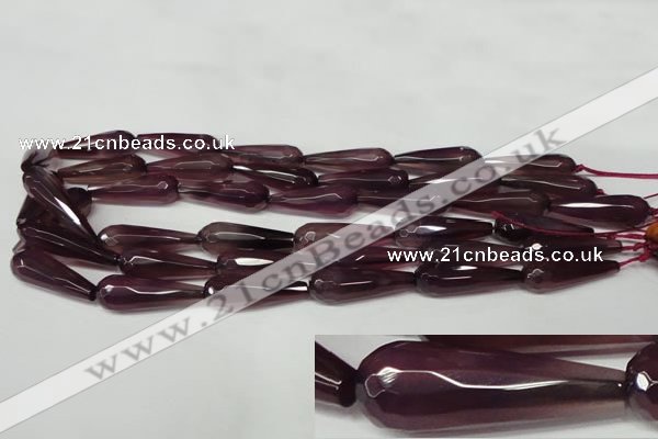 CAG2305 15.5 inches 10*30mm faceted teardrop agate gemstone beads