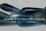 CAG2306 15.5 inches 10*30mm faceted teardrop agate gemstone beads