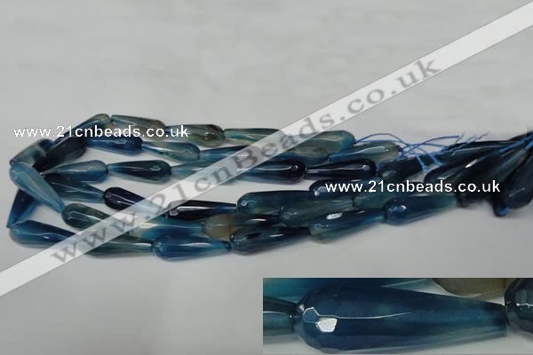 CAG2306 15.5 inches 10*30mm faceted teardrop agate gemstone beads