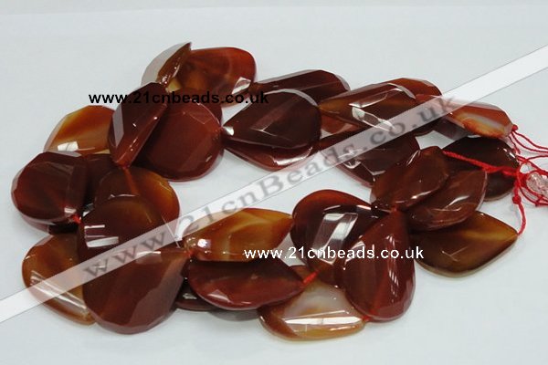 CAG231 15.5 inches 30*40mm faceted twisted teardrop red agate beads