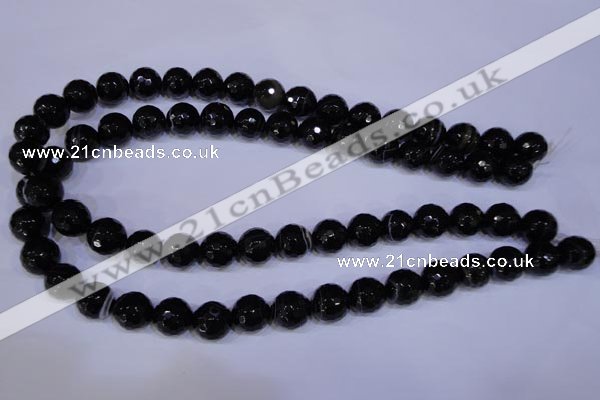CAG2316 15.5 inches 12mm faceted round black line agate beads