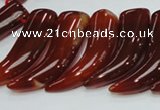 CAG233 15.5 inches 15*46mm horn-shaped red agate gemstone beads