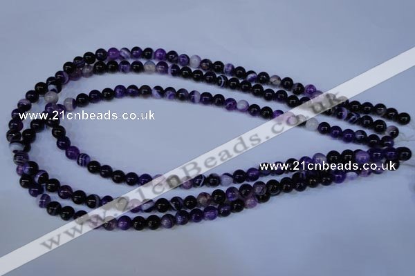 CAG2331 15.5 inches 6mm round violet line agate beads wholesale