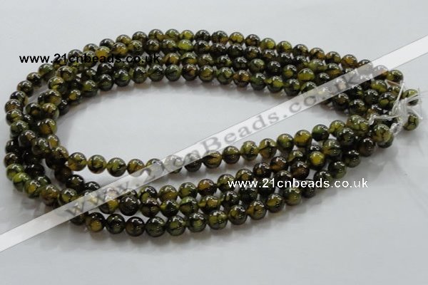 CAG234 15.5 inches 8mm round dragon veins agate gemstone beads