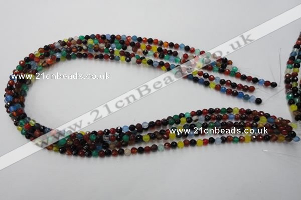 CAG2350 15.5 inches 4mm faceted round multi colored agate beads